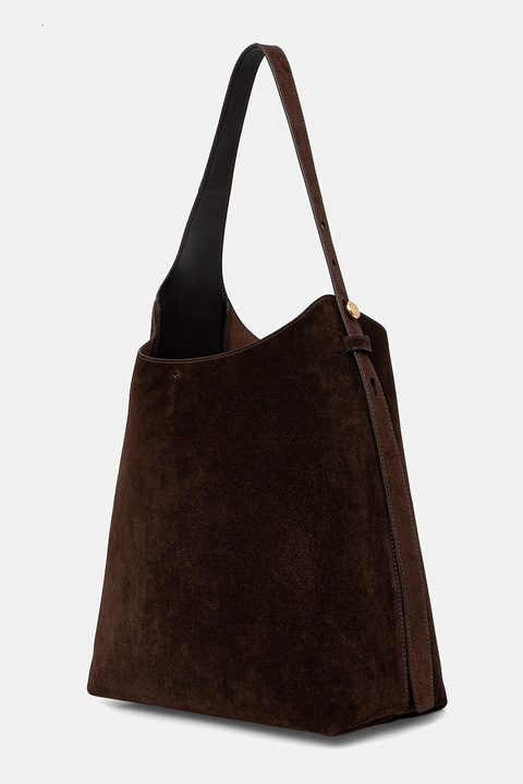 Tory Burch torebka zamszowa Romy Suede Hobo Bag kolor brązowy 175320.201 - zdjęcie produktu nr 1