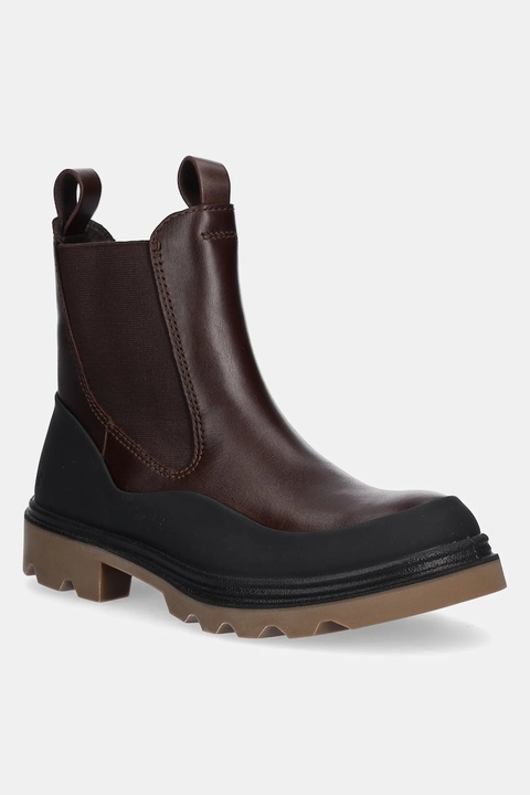 Ecco sztyblety skórzane Grainer Chelsea damskie kolor brązowy na platformie 214793-55275 - zdjęcie produktu nr 1