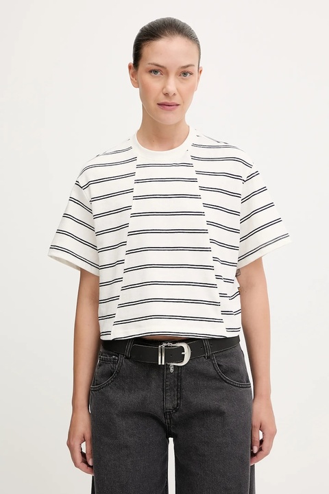 G-Star t-shirt bawełniany 0 damski kolor beżowy D27180.E134 - zdjęcie produktu nr 1