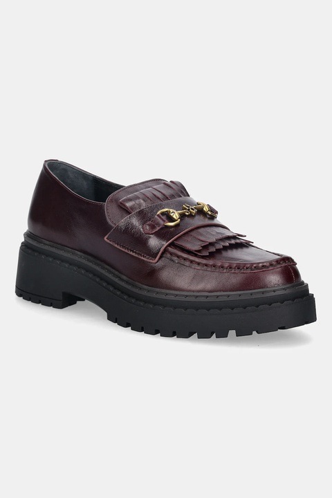 Nokwol mokasyny skórzane Perry Burgundy Leather damskie kolor bordowy na platformie Perry Burgundy Leather - zdjęcie produktu nr 1
