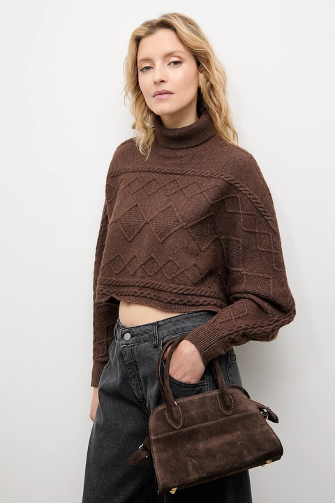 Answear.LAB sweter z kaszmirem damski kolor brązowy ciepły z golfem - zdjęcie produktu nr 1