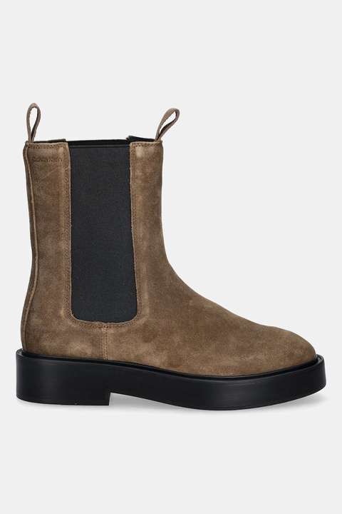 Calvin Klein sztyblety zamszowe CONVAVE WELT CHESEA SUEDE damskie kolor brązowy na płaskim obcasie YW0YW01969 - zdjęcie produktu nr 2