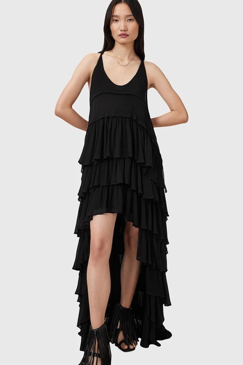 AllSaints sukienka CAVARLY kolor czarny maxi rozkloszowana W206DC - zdjęcie produktu nr 2