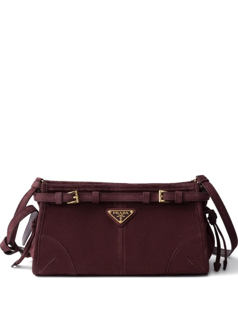 Prada suede buckle-detail shoulder bag - Red - zdjęcie produktu nr 1