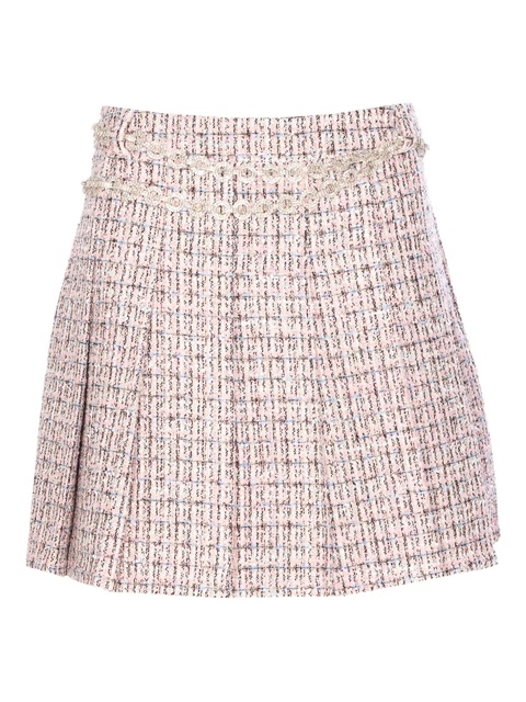 Self-Portrait crystal-embellished tweed mini skirt - Pink - zdjęcie produktu nr 2