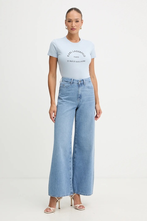 Karl Lagerfeld t-shirt bawełniany damski kolor niebieski B1W17033 - zdjęcie produktu nr 2