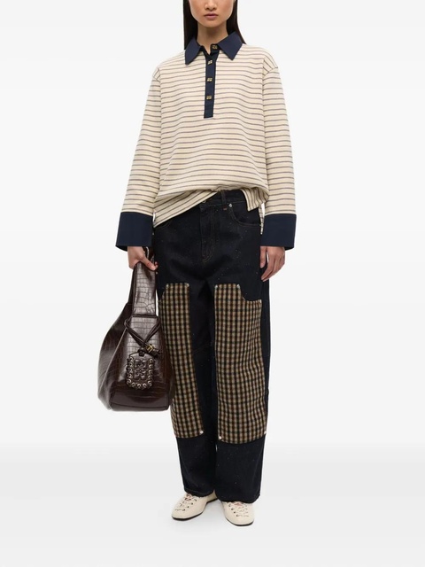 GANNI striped long-sleeve polo shirt - Neutrals - zdjęcie produktu nr 2