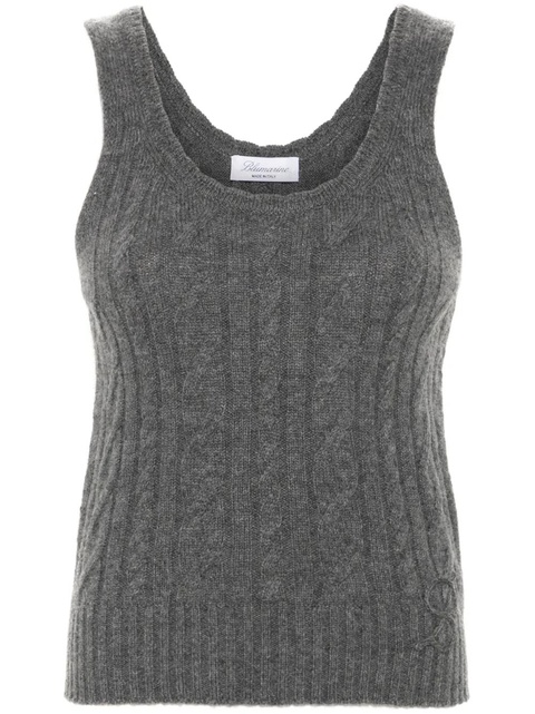 Blumarine logo-embroidered cable-knit top - Grey - zdjęcie produktu nr 1