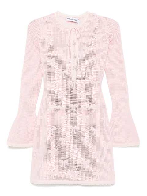 Self-Portrait Bow mini dress - Pink - zdjęcie produktu nr 1