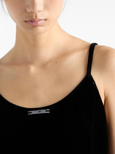 Prada logo-label velvet top - Black - zdjęcie produktu nr 1
