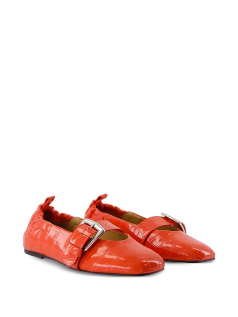 GANNI crocodile-effect buckle ballet flats - Orange - zdjęcie produktu nr 2