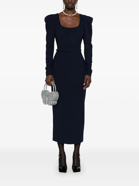 Alessandra Rich scoop-neck belted midi dress - Blue - zdjęcie produktu nr 2