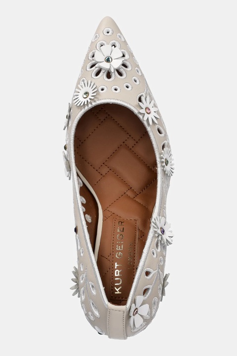 Kurt Geiger London szpilki skórzane Flower Belgravia kolor beżowy 4352544109 - zdjęcie produktu nr 2