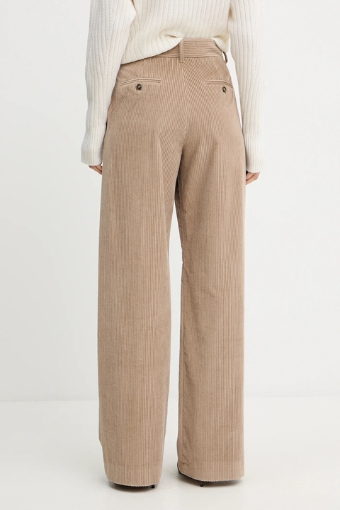 Weekend Max Mara spodnie sztruksowe TANIA damskie kolor beżowy proste high waist 2525136092600 - zdjęcie produktu nr 2