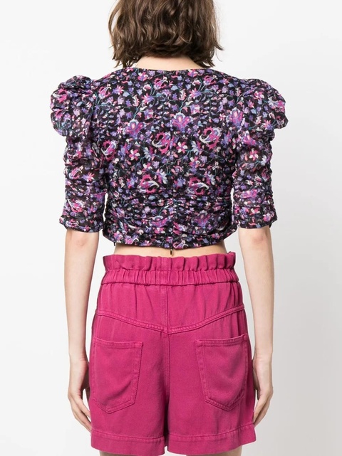 MARANT ÉTOILE Galaor puff-sleeve blouse - Black - zdjęcie produktu nr 2