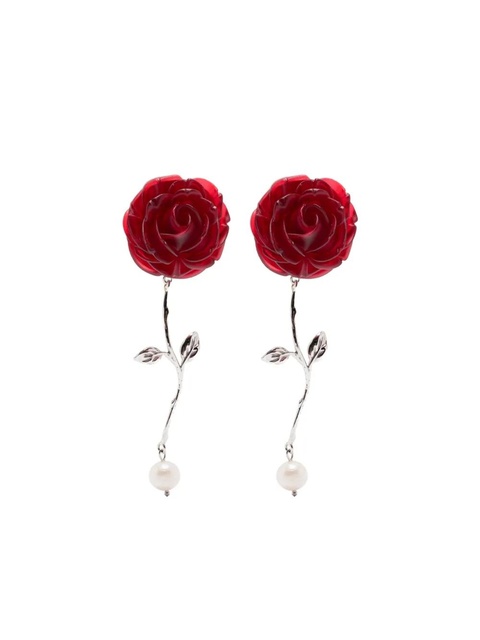 Magda Butrym rose-appliqué earrings - Silver - zdjęcie produktu nr 1