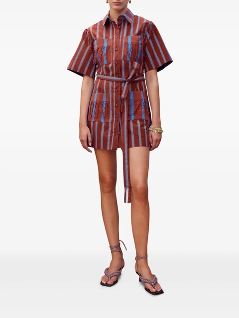 ALEMAIS Noura striped-fringe mini dress - Brown - zdjęcie produktu nr 1