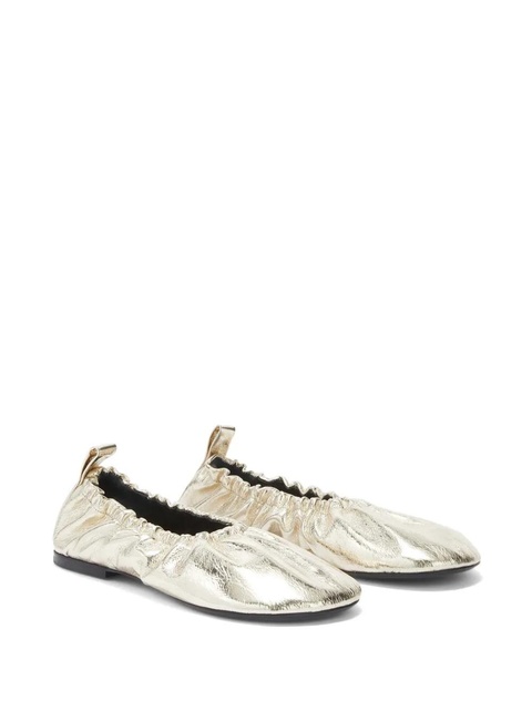 Jil Sander gathered-detail leather ballerina shoes - Yellow - zdjęcie produktu nr 2