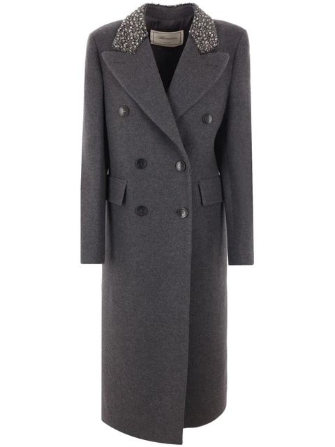 Blumarine embroidered double-breasted coat - Grey - zdjęcie produktu nr 1