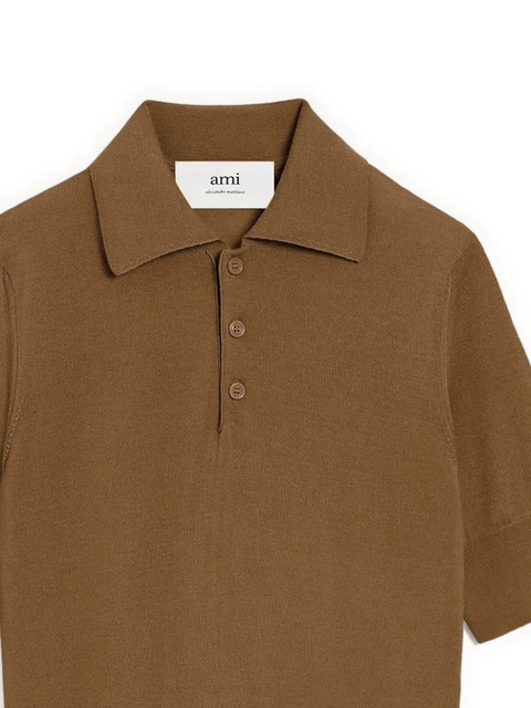 AMI Paris short-sleeve polo top - Brown - zdjęcie produktu nr 2