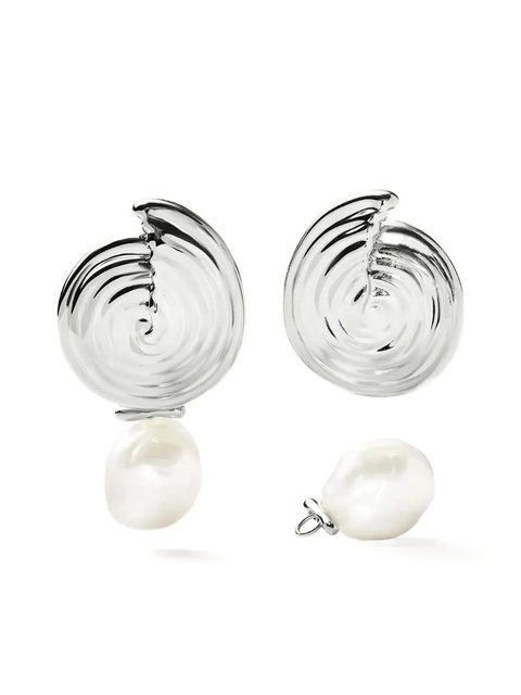 Missoma spiral-design detachable-pearl drop earrings - Silver - zdjęcie produktu nr 1