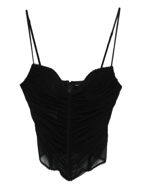 Blumarine ruched mesh top - Black - zdjęcie produktu nr 1