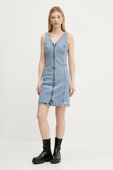 Karl Lagerfeld Jeans sukienka jeansowa kolor niebieski mini dopasowana A3W13016 - zdjęcie produktu nr 2