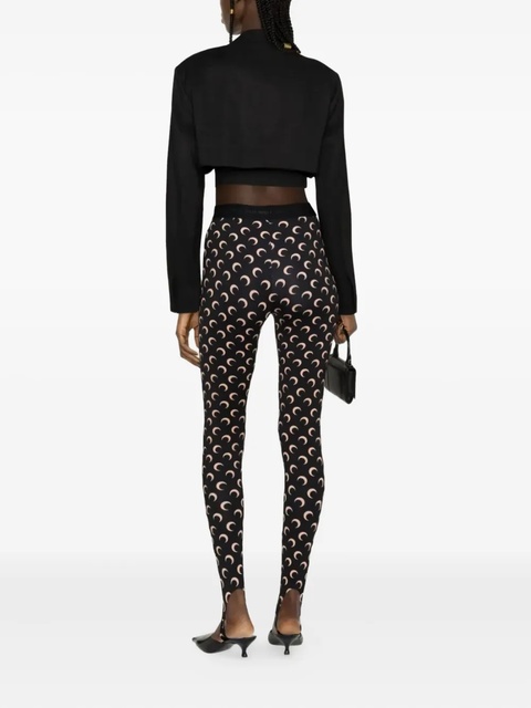 Marine Serre Fuseaux crescent-print stirrup leggings - Black - zdjęcie produktu nr 2