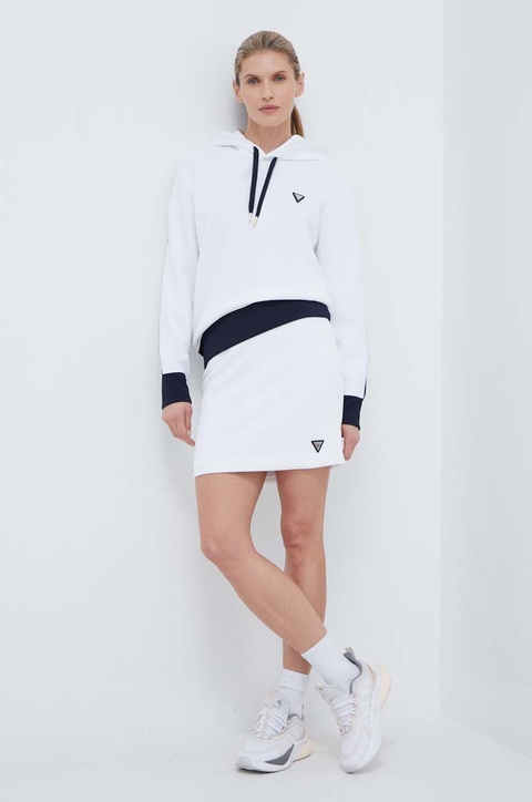 Guess bluza MYLAH damska kolor biały z kapturem wzorzysta V4GQ01 KBFB2 - zdjęcie produktu nr 2