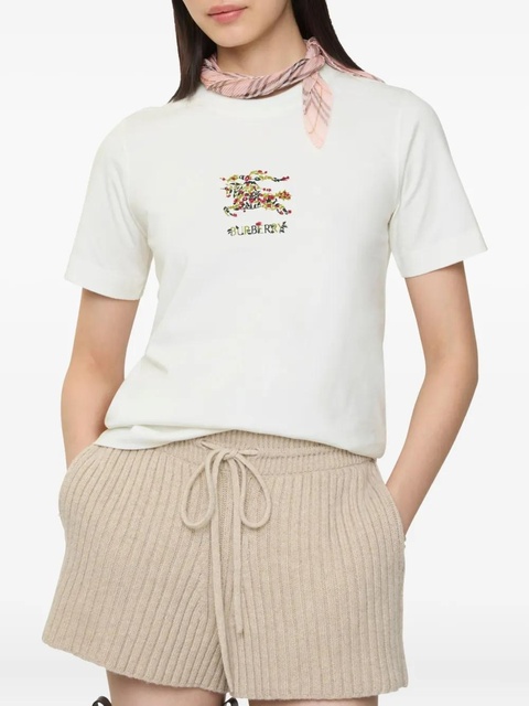 Burberry floral-embroidered T-shirt - White - zdjęcie produktu nr 1