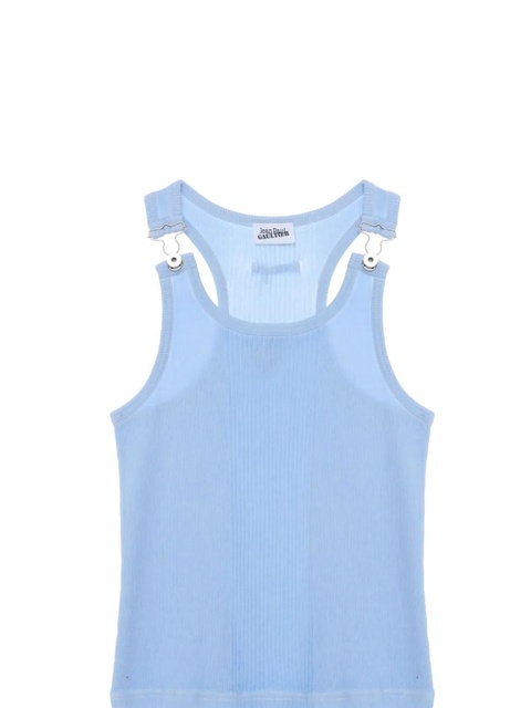 Jean Paul Gaultier ribbed-knit cotton vest - Blue - zdjęcie produktu nr 1