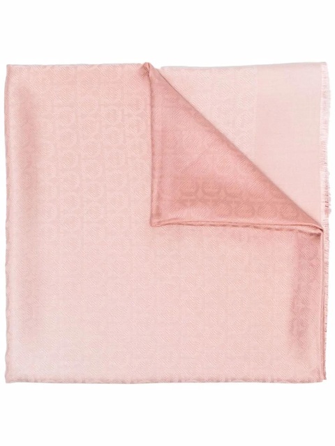 Ferragamo Gancini-jacquard wool-silk scarf - Pink - zdjęcie produktu nr 1