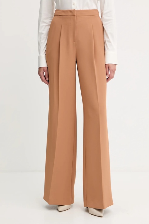 Twinset spodnie damskie kolor brązowy szerokie high waist 252TP2284 - zdjęcie produktu nr 1