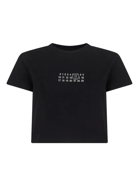 MM6 Maison Margiela numbers motif cropped T-shirt - Black - zdjęcie produktu nr 2