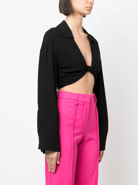 Blumarine twist-detail cropped top - Black - zdjęcie produktu nr 1