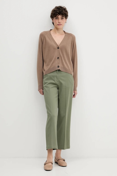 Sisley spodnie damskie kolor zielony proste high waist 4K2ZLF03V - zdjęcie produktu nr 2