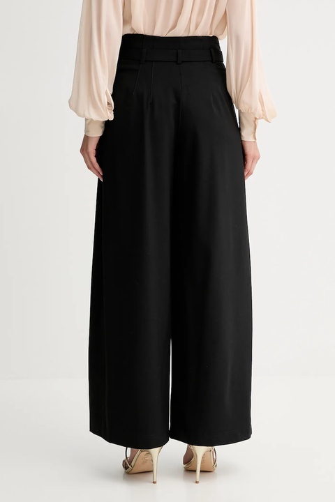Marella spodnie z wełną damskie kolor czarny szerokie high waist 2523136011200 - zdjęcie produktu nr 2