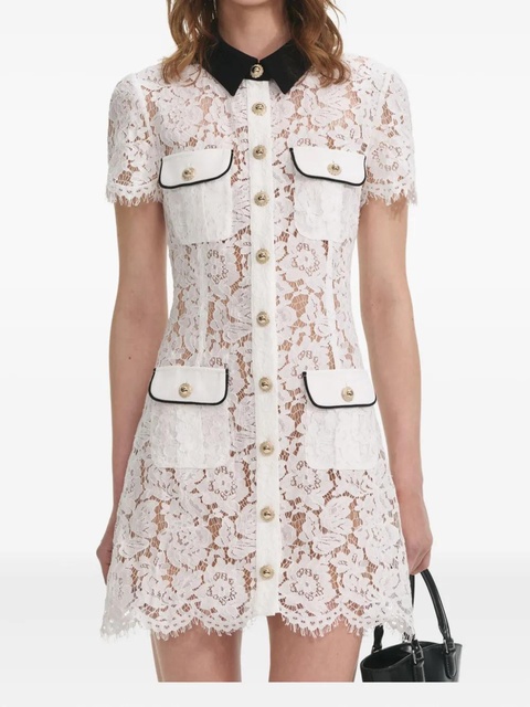 Self-Portrait embroidered-lace dress - White - zdjęcie produktu nr 1