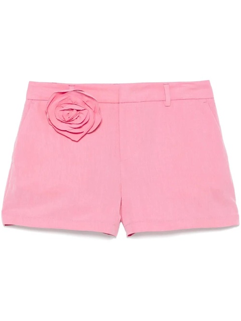 Blumarine rose-appliqué gabardine shorts - Pink - zdjęcie produktu nr 1