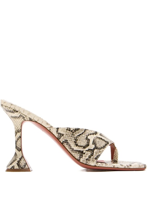 Amina Muaddi 95mm Shiona snakeskin-effect sandals - Neutrals - zdjęcie produktu nr 1