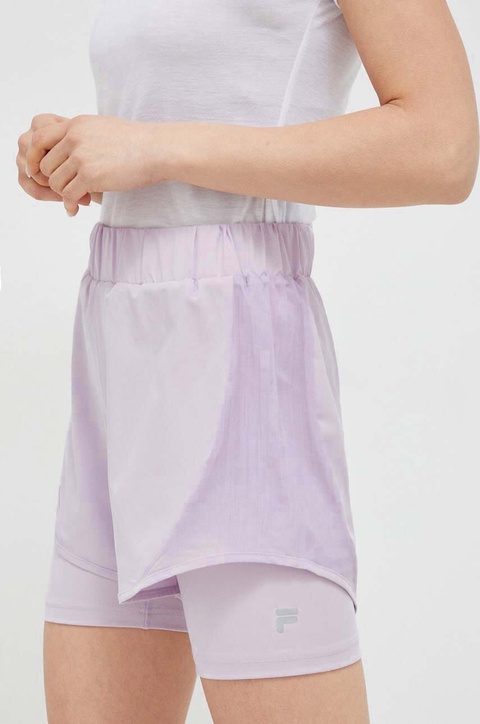 Fila szorty treningowe Revin kolor fioletowy gładkie high waist - zdjęcie produktu nr 1