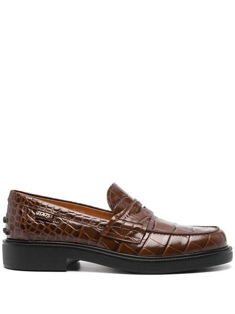 Tod's croc-effect loafers - Brown - zdjęcie produktu nr 1