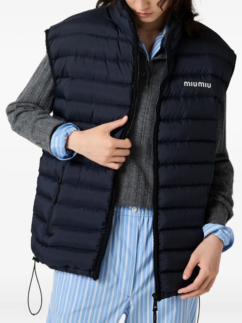 Miu Miu quilted stand-up collar gilet - Blue - zdjęcie produktu nr 2