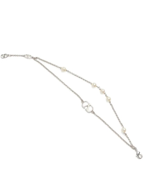 Valentino Garavani VLogo Signature double-chain bracelet - Silver - zdjęcie produktu nr 2