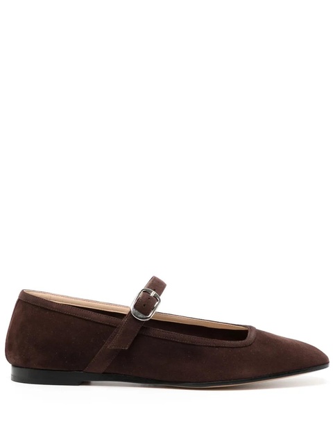 Le Monde Beryl buckled suede ballerina shoes - Brown - zdjęcie produktu nr 1