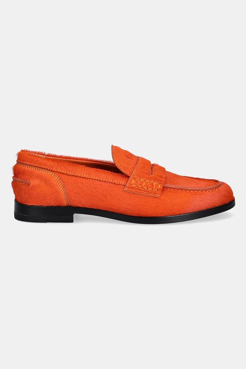 MSGM mokasyny skórzane damskie kolor pomarańczowy na płaskim obcasie 3941MDS153 995 - zdjęcie produktu nr 1