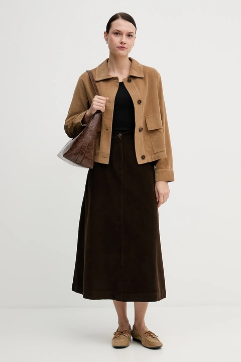 United Colors of Benetton koszula sztruksowa kolor brązowy regular z kołnierzykiem klasycznym 294BDN091 - zdjęcie produktu nr 1