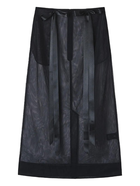Simone Rocha ribbon-detail sheer skirt - Black - zdjęcie produktu nr 2
