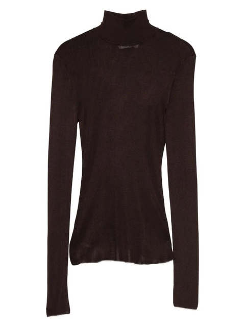 Self-Portrait high-neck ribbed top - Brown - zdjęcie produktu nr 1