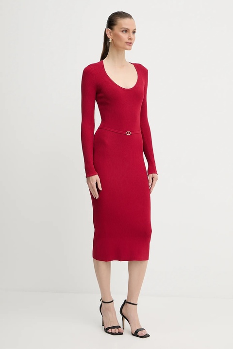 Twinset sukienka kolor czerwony midi dopasowana 252TP3352 - zdjęcie produktu nr 2